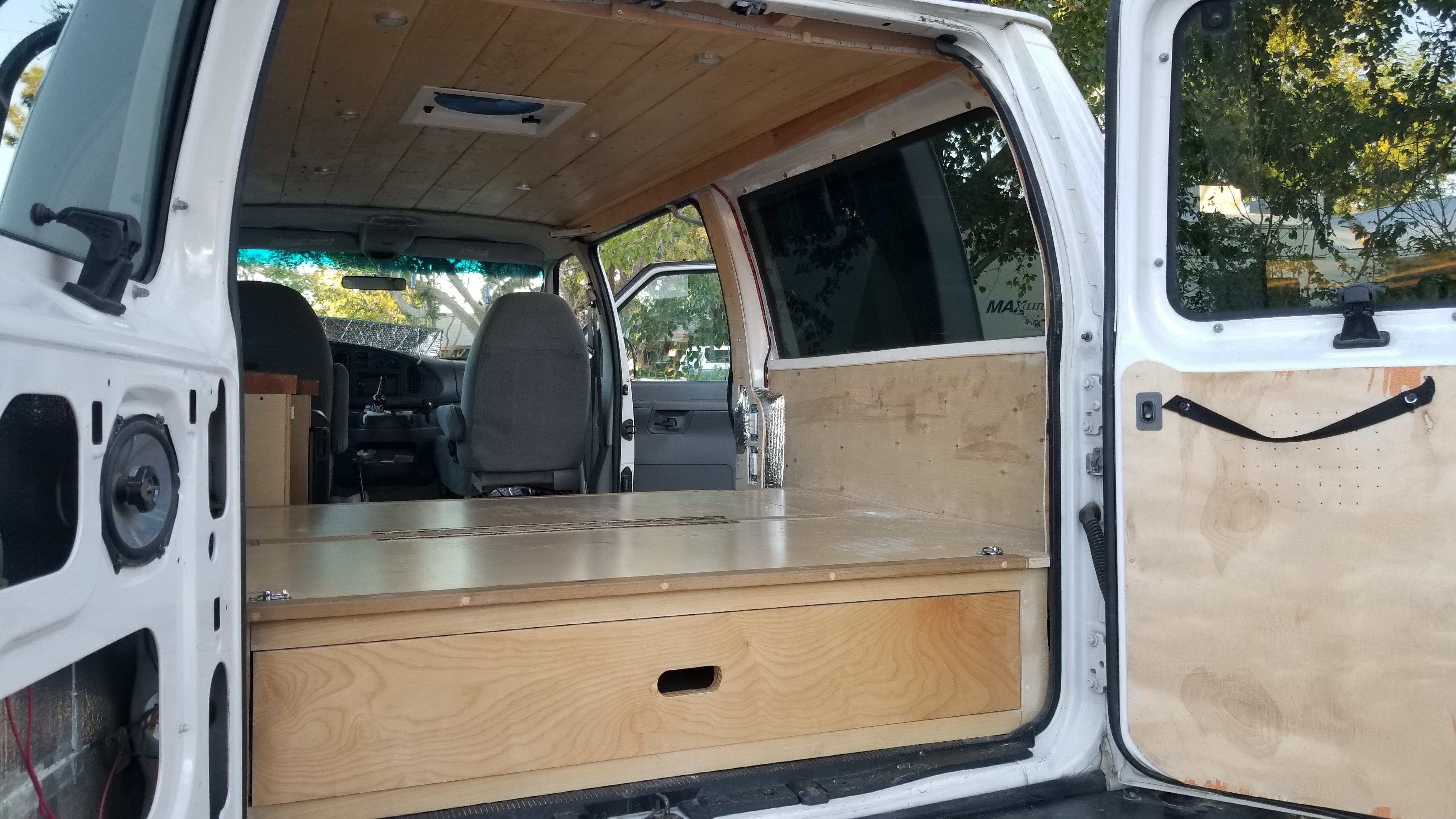 BED-007 Sliding Camper Van Bed Storage 1900mm in birch ply